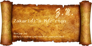 Zakariás Márton névjegykártya